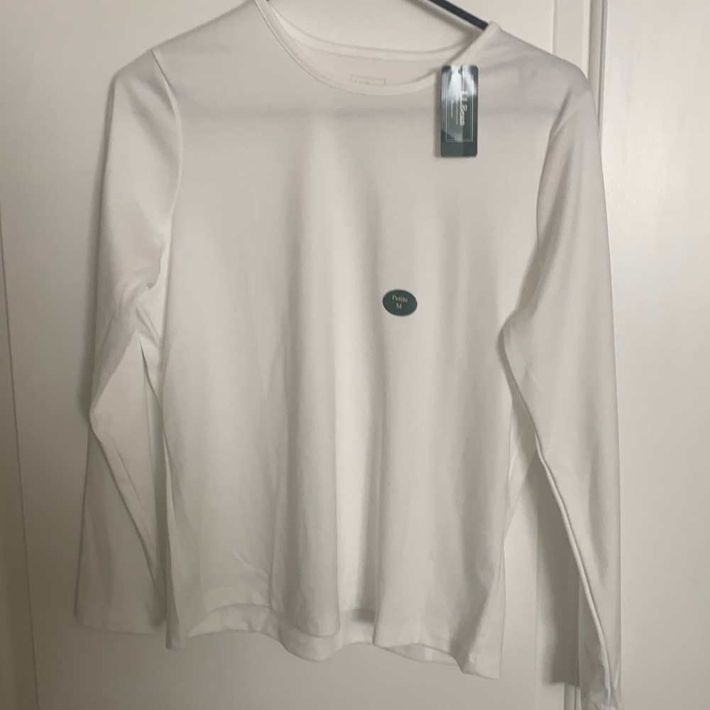 NWT L L Bean Pima Crewneck Long Sleeve Petite